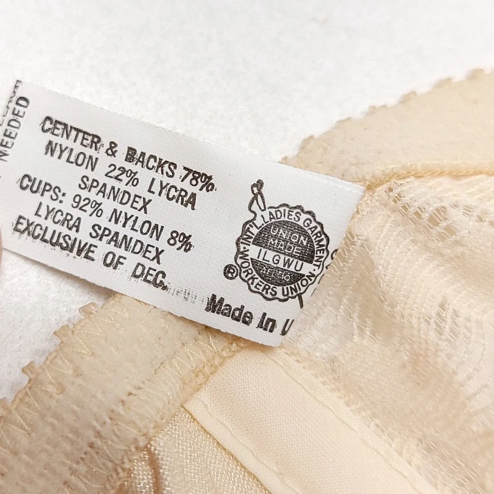 Vintage Target Strapless Lace Bra Beige Style 517 Fits 38-42 D ILGWU Union Made - Picture 5 of 6